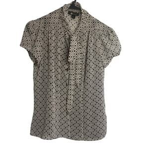 AB Studio Woman Brown Ivory Sheer Top Blouse & Tank Size S
